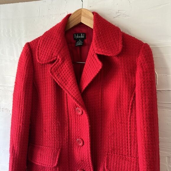 Red dress tweed blazer, fitted silk lined size 4 - Picture 2 of 5